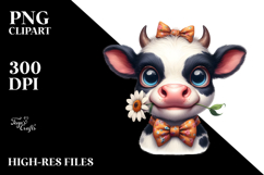 Watercolor Baby Cow Bow and Tie PNG Product Image 2