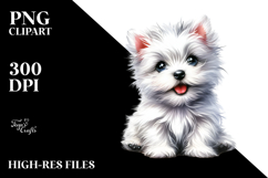 Watercolor Baby West Highland White Terrier PNG Product Image 2