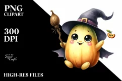 Funny Watercolor Baby Witch Halloween | Sublimation Clipart Product Image 3