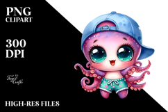 Watercolor Baby Octopus Clipart Product Image 2