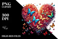 Colorful Butterfly Heart PNG Product Image 2