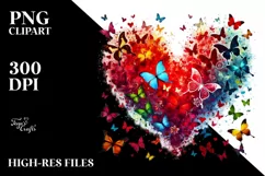 Colorful Butterfly Heart PNG Product Image 2