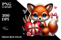 Cute Baby Fox Heart PNG Product Image 2
