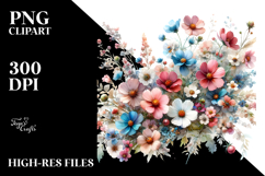 Colorful Small Wildflowers Frame PNG Product Image 2