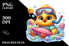 Vibrant Watercolor Goofy Cute Baby Chicken PNG Product Image 2
