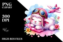 Vibrant Baby Lamb in Aviator Suit PNG Product Image 2