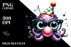 Funny Kraken with es and Party Hat PNG Product Image 2