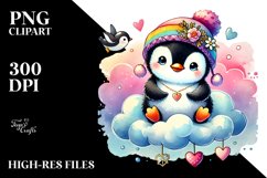 Colorful Watercolor Penguin PNG Product Image 2