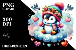 Colorful Watercolor Digital Painting with Adorned Penguin Product Image 2