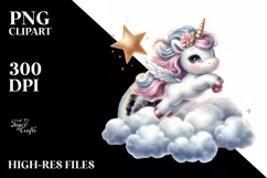 Cute Baby Unicorn on Shimmering Star Product Image 3
