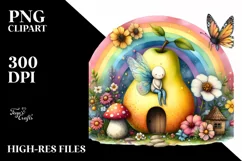 Colorful Fairy House and Rainbow | Clipart Product Image 3