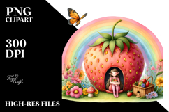 Colorful Fairy House and Rainbow | Clipart Product Image 2