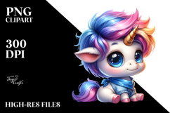 Playing Baby Unicorn with Cool Haircut, Transparent PNG Product Image 2