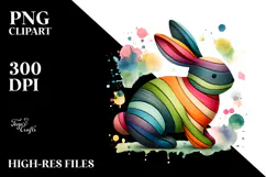 Colorful Bunny Wood PNG Product Image 2