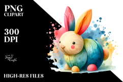 Colorful Bunny Wood PNG Product Image 2