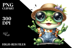 Cute Baby Frog with Summer Clothes PNG Product Image 2