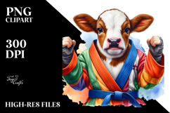 colorful Baby Cow in Martial Artist&#039;s Gi Product Image 2