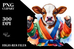 colorful Baby Cow in Martial Artist's Gi Product Image 2