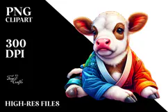 colorful Baby Cow in Martial Artist's Gi Product Image 2