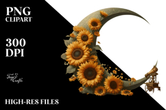 Vintage Postcard Style Half Moon PNG Product Image 2