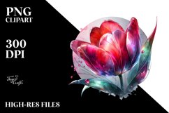Watercolor Shiny Tulip Made of Material | Clipart Product Image 3