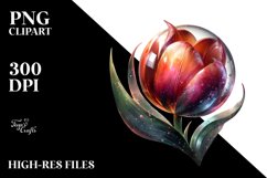 Watercolor Shiny Tulip Made of Material | Clipart Product Image 1