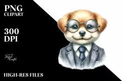 Whimsical Puppy in Suit and es | Sublimation Clipart Product Image 3