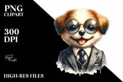 Whimsical Puppy in Suit and es | Sublimation Clipart Product Image 1