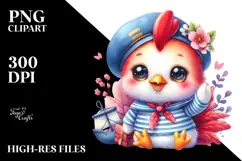 Colorful Smiling Cute Baby Rooster PNG Product Image 2