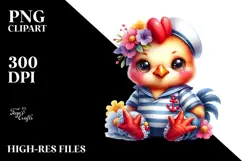 Colorful Smiling Cute Baby Rooster PNG Product Image 2