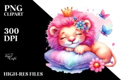 Cute Smiling Pink-Ish Lion PNG Product Image 2