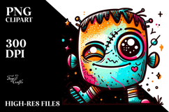 Weirdly Winking Mini Frankenstein with Freckles, PNG Product Image 2