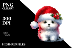 Cute Bichpoo with Santa Hat, PNG Product Image 2