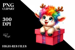 Crazy Lamb with Reindeer Horns PNG Product Image 3