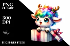 Crazy Lamb with Reindeer Horns PNG Product Image 1