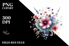 Centered Watercolor Wild Flowers | Sublimation | Clipart Product Image 3
