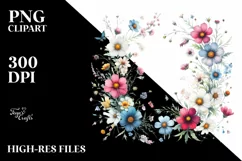 Centered Watercolor Wild Flowers | Sublimation | Clipart Product Image 1