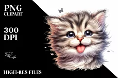 Playful Kitten with Tongue Out | Sublimation Clipart Product Image 3