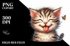 Playful Kitten with Tongue Out | Sublimation Clipart Product Image 1