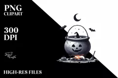 Funny Halloween Cauldron, Watercolor PNG Product Image 3