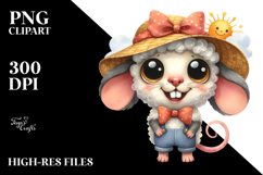Watercolor Funny Mouse Lamb Sun Hat | Sublimation Clipart Product Image 2