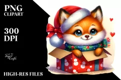 Festive Fox with Santa Hat, Transparent PNG Product Image 3