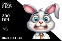 Funny Watercolor Rabbit Clipart Product Image 1