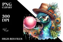 Detailed Peacock Watercolor Vibrant Chewing Gum Fun Hat Product Image 3
