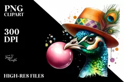 Detailed Peacock Watercolor Vibrant Chewing Gum Fun Hat Product Image 3