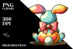 Retro Vintage Bunny Sitting, Watercolor PNG Product Image 2