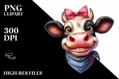 Cow Enthusiastic Cow Portrait with Bow Bandana|Sublimation Product Image 3