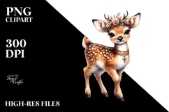 Adorned Baby Deer Digital Watercolor PNG Product Image 2