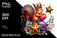 Colorful Pastel Squirrel Holding Heart Product Image 2
