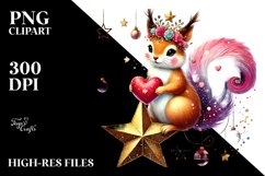 Colorful Pastel Squirrel Holding Heart Product Image 2